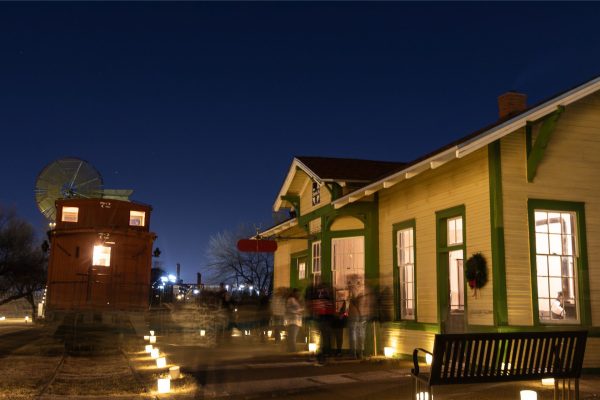 Visitors come and go to view the scenes inside the Ropes Depot.