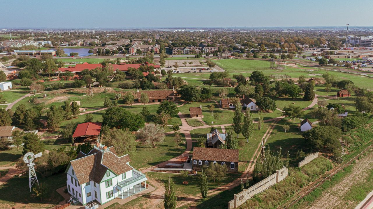 Aerial of the National Ranching Heritage Center's 19-acre historical park.