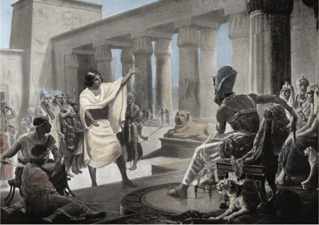 This colored engraving, titled, “Joseph interpreting Pharaoh’s Dream. Genesis 41:25-26” is a 19th century depiction of the famous scene.